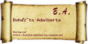 Boháts Adalberta névjegykártya